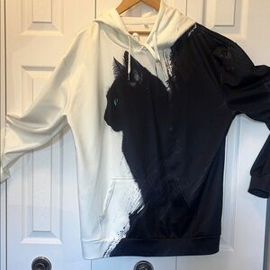 Black and White Cat Print Hoodie